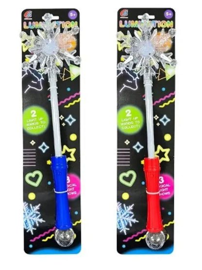 Star Snow Flake Shape Light Up Wand on Card