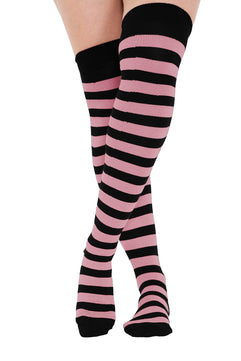 Striped Over The Knee Thigh High Socks