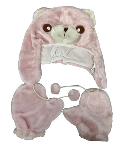 Winter Kids Cute Bear 2pc Set Of Hat And Gloves