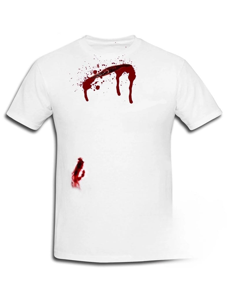 Unisex Adult Halloween White Bleeding Scar Printed T-Shirt