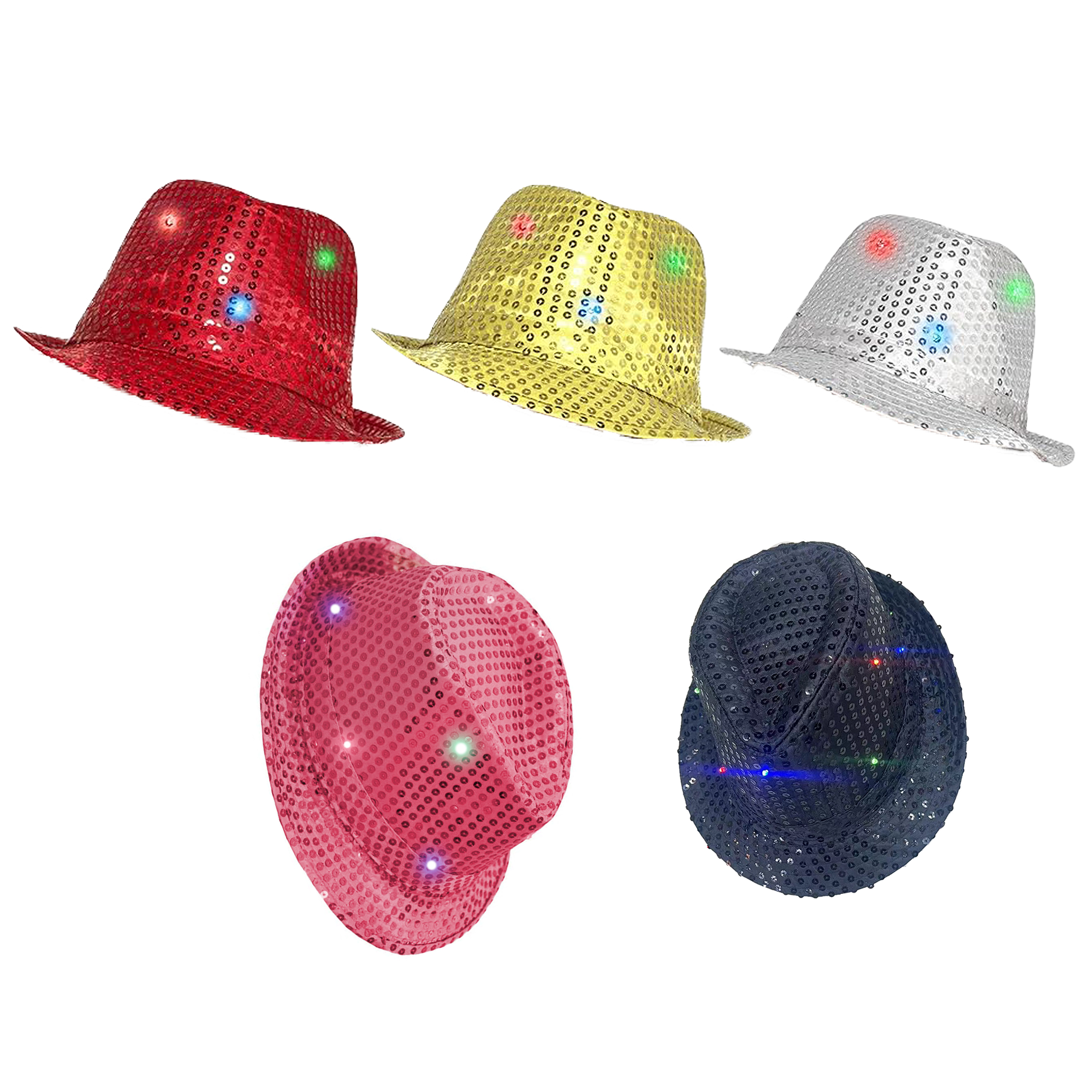 Adult LED Light Up Sequin Trilby Hat With 9 lights