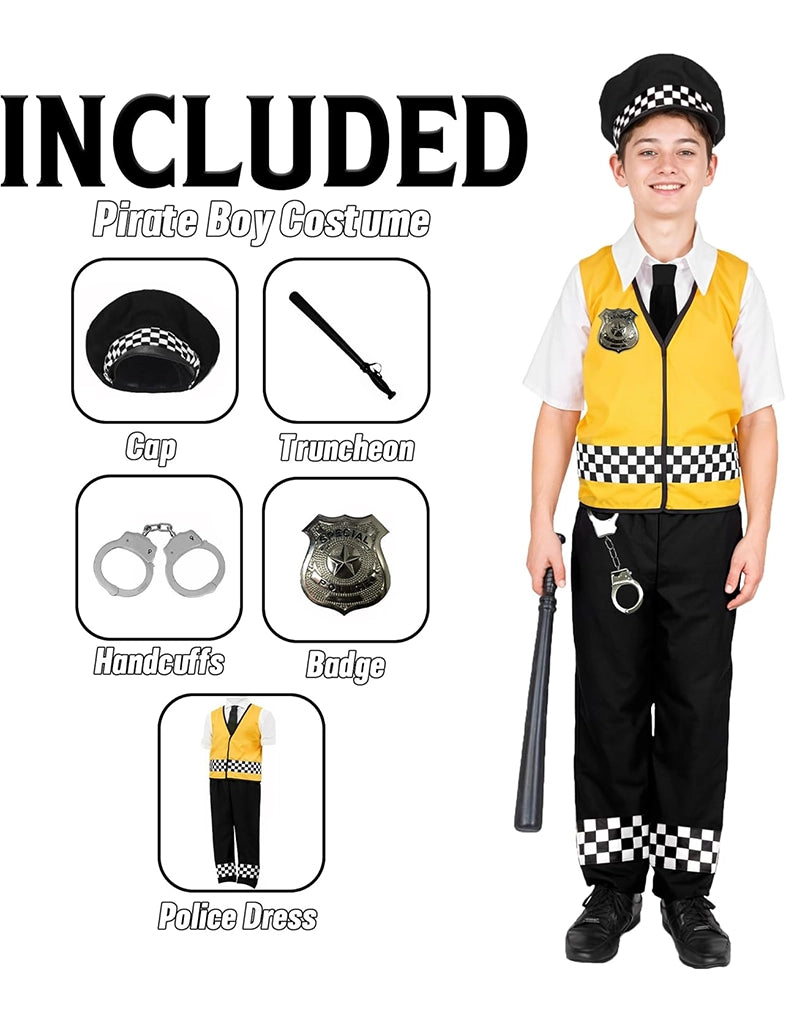  Boys Policeman Dress Up Fancy Dress Police Officer Role Play Set