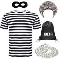 5 Pcs Old Lady Gangster Granny Fancy Dress Costume Set
