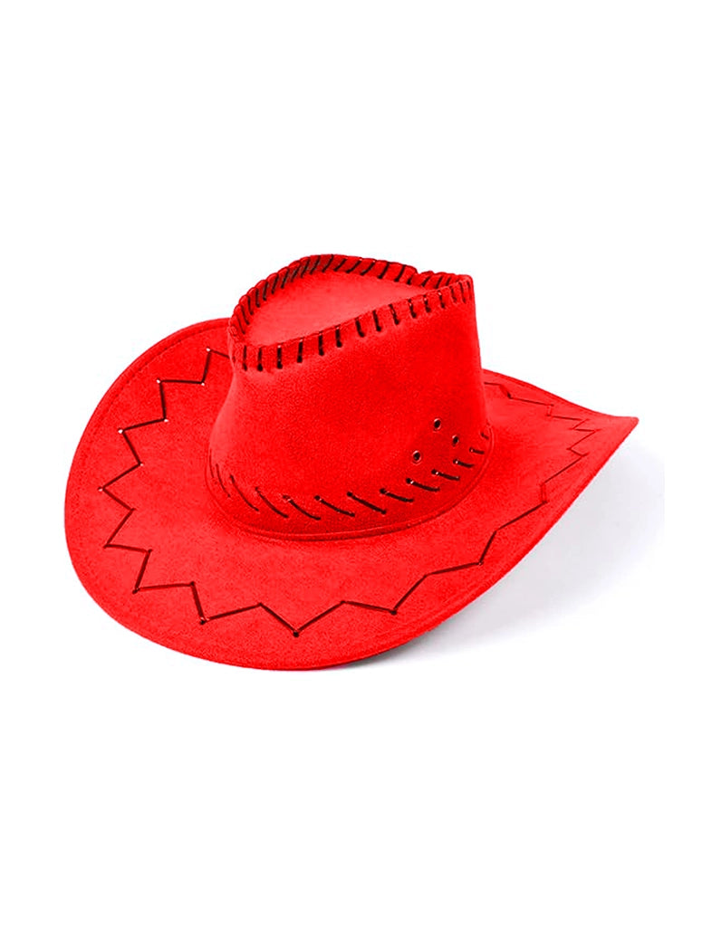 Unisex Leather Look Cowboy Hat red