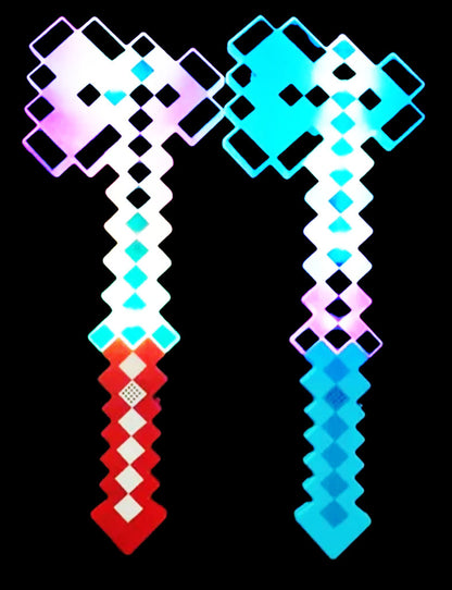 1x Assorted Colours Light Up Pixel Axe