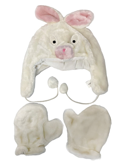 Winter Kids Cute Rabbit 2pc Set Of Hat And Gloves