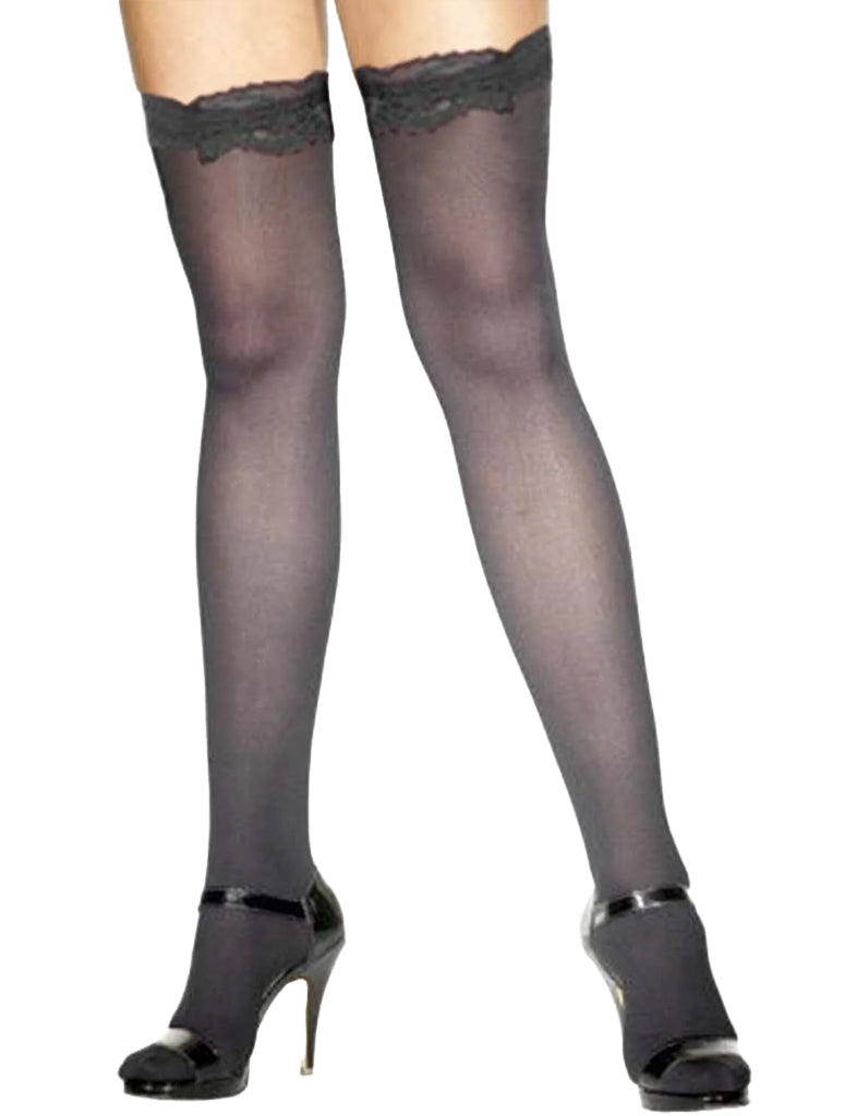 Women's Fashion Wear Black Stockings with Lace Top