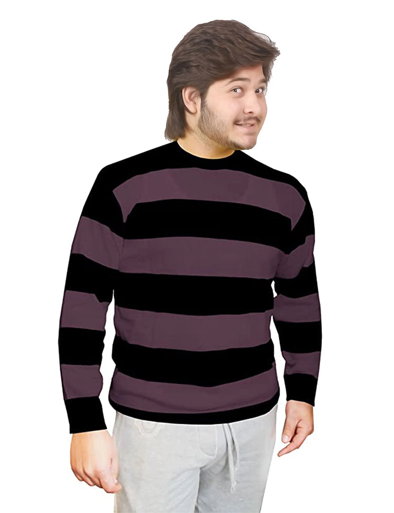 Men Black and Purple Stripe Knitted Jumper