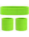 Ladies Gym Exercise Sports Neon Sweat Headband & Wristbands Set pack 1 green