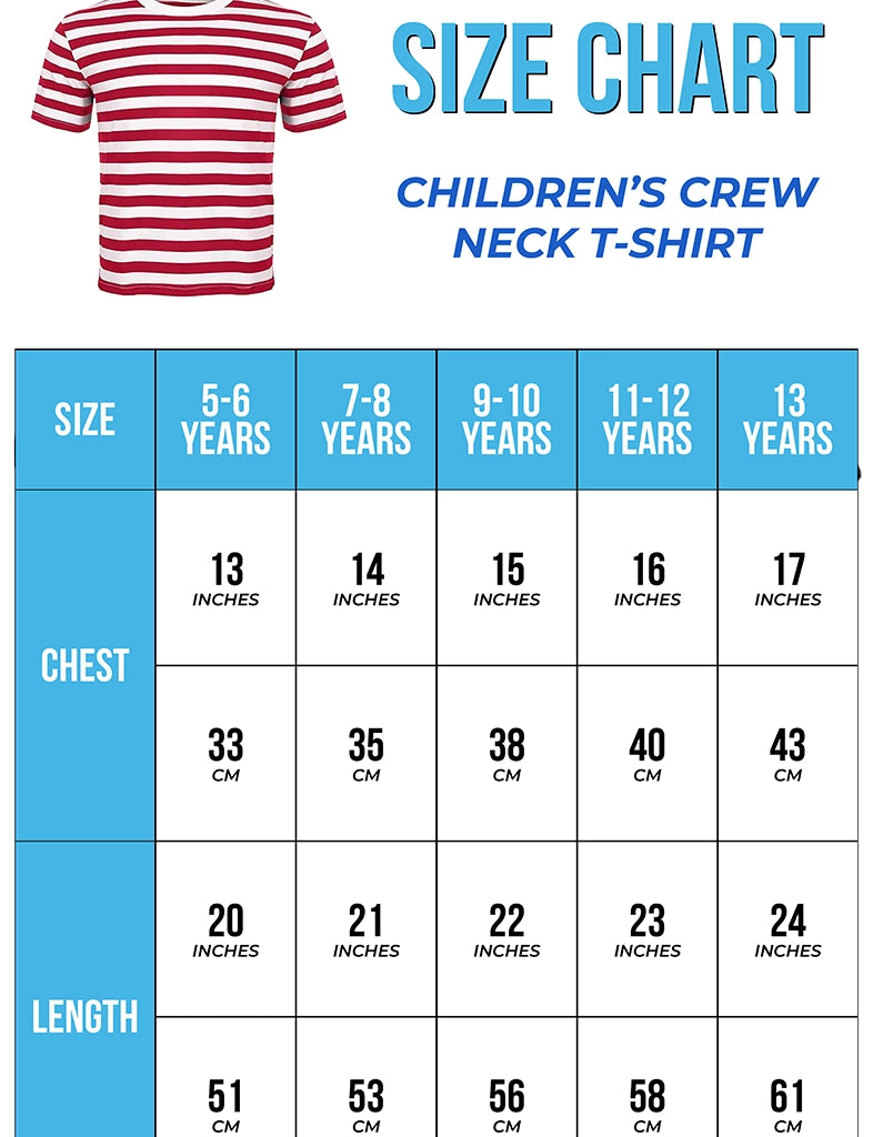 Children's Khaki Green Crew Neck Army T-Shirt size chart