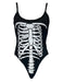 Women Skeleton Printed Sleeveless Leotard