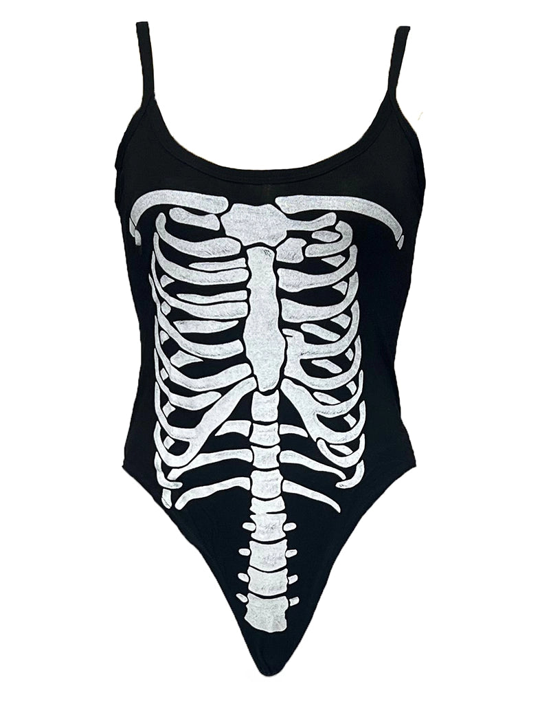Women Skeleton Printed Sleeveless Leotard