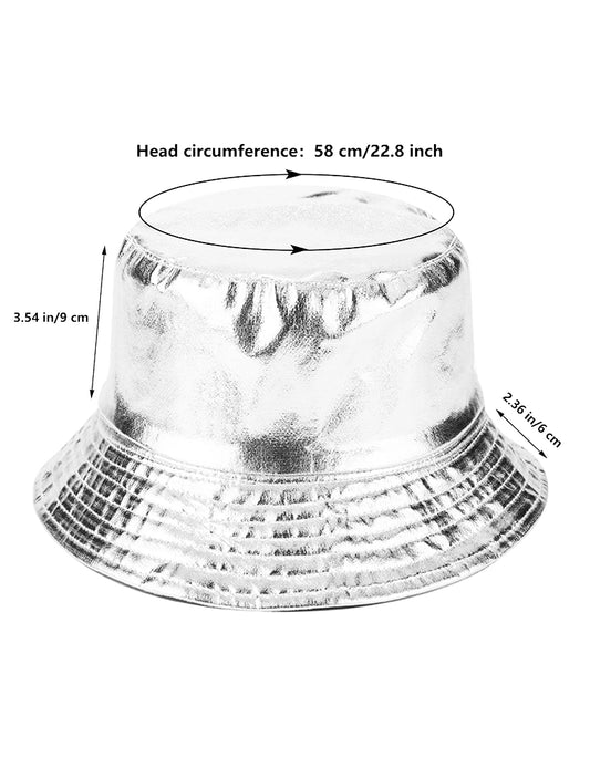 Adult Metallic Shiny Fisherman Bucket Hat silver