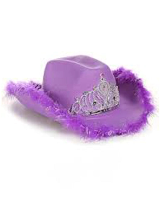 Ladies Tiara Cowgirl Hat with with Fluff Trim Marabou Trim