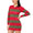 Women's Red and Green Stripe Knitted Long Dress Jumper