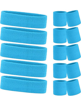 Ladies Gym Exercise Sports Neon Sweat Headband & Wristbands Set  pack 5