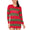 Women's Red and Green Stripe Knitted Long Dress Jumper