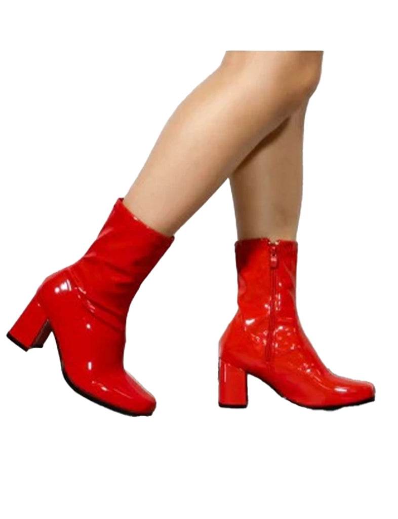 Girls Go Go Boots Mid Calf Block Heel Zipper Boot - thefancydress.co.uk