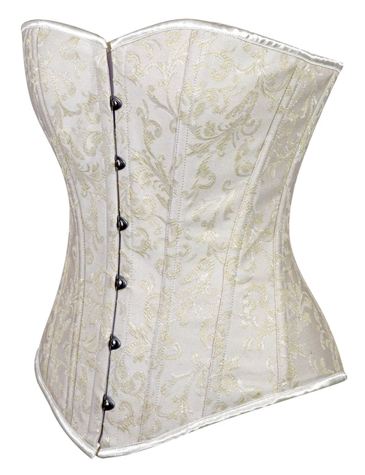 Ladies Brocade Corset Top with Busk white