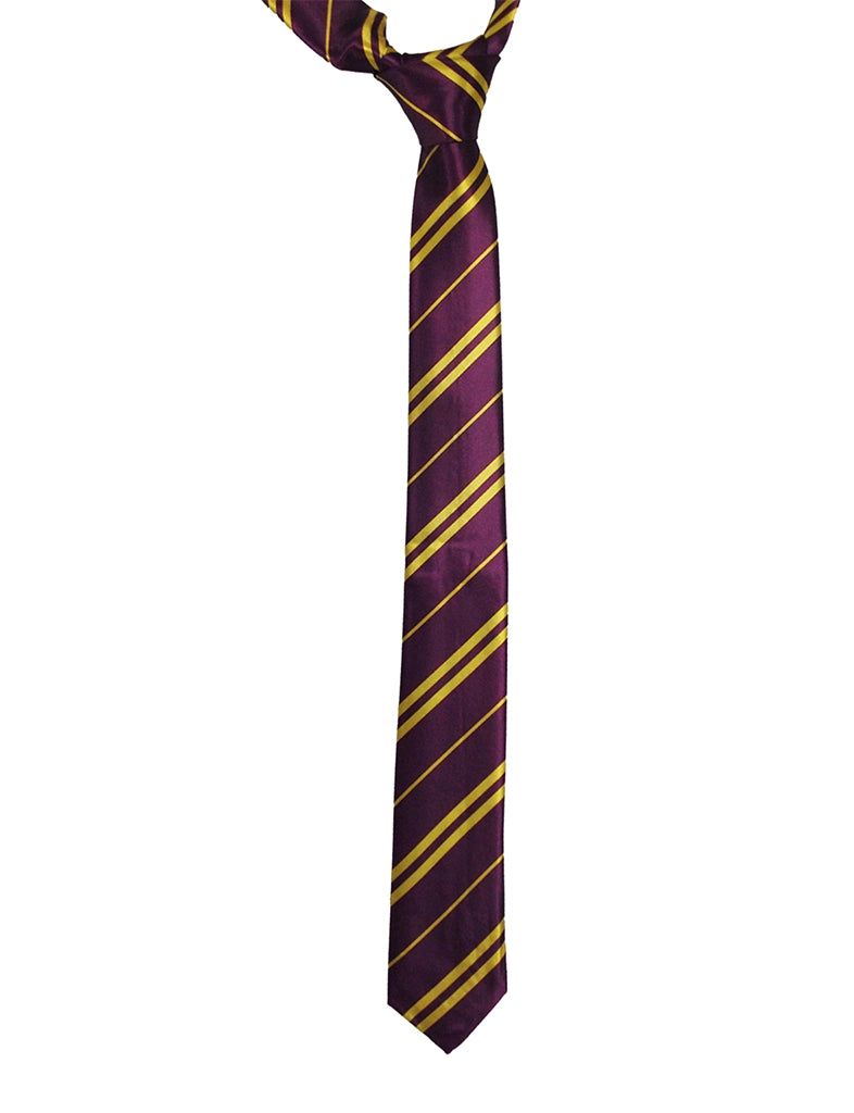 Maroon and Yellow Wizard Striped Neck Tie 