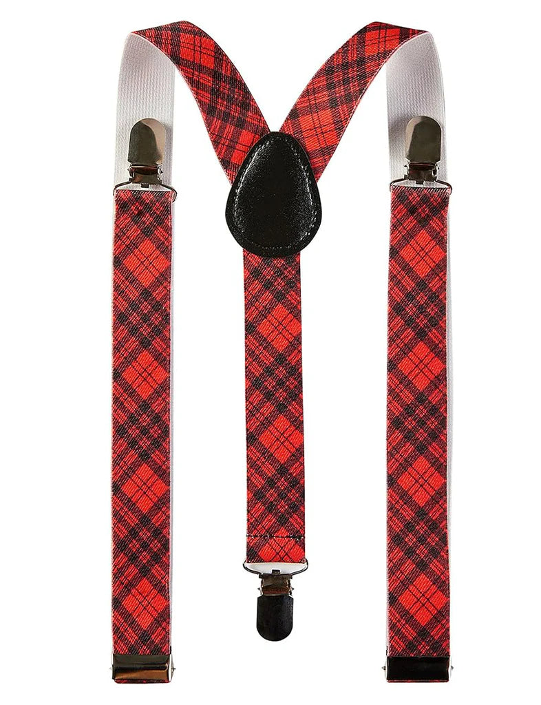 3 Pcs Men's Wear Tartan Set  (Hat, Bow Tie, Braces)