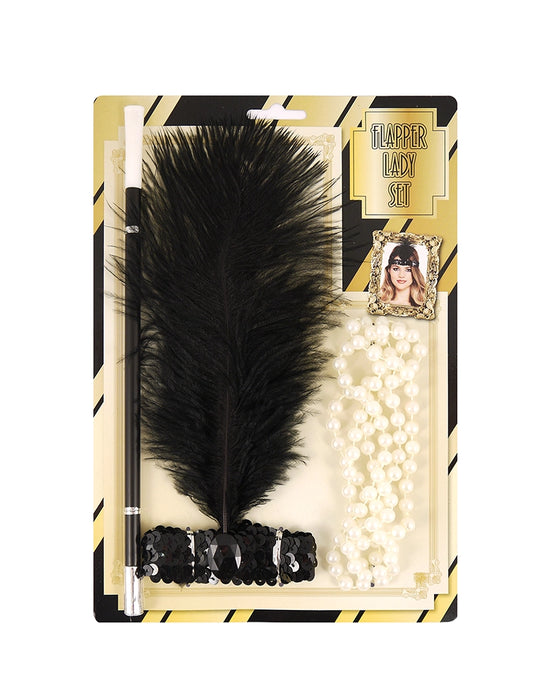 Ladies 3PC 1920s Flapper Fancy Dress Accessories Set