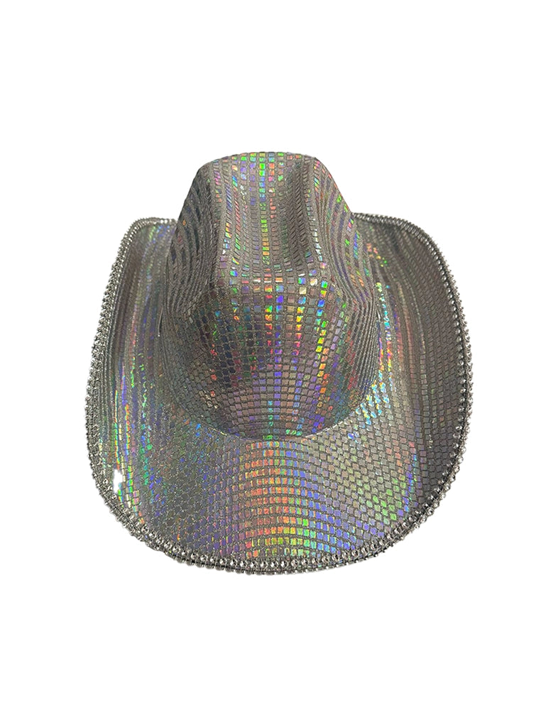 Adult Rainbow Silver Sequin Festival Cowboy Hat