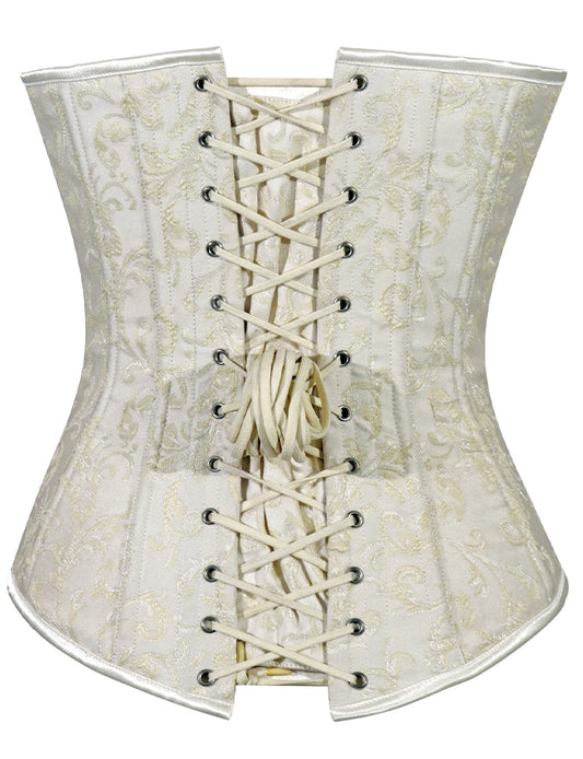 Ladies Brocade Corset Top with Busk white