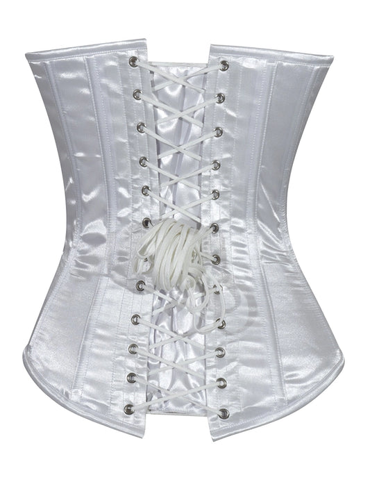 Ladies Plain Satin Corset Top With Busk – Elegant & Timeless Design white