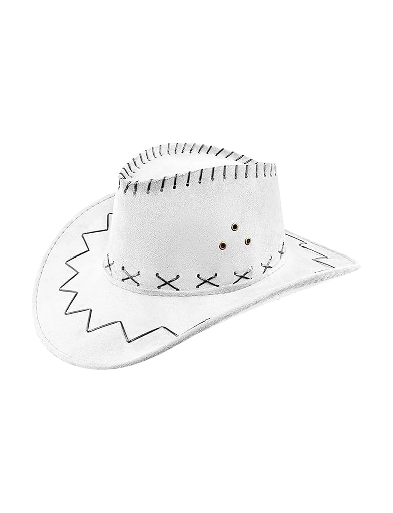  Unisex Leather Look Cowboy Hat white