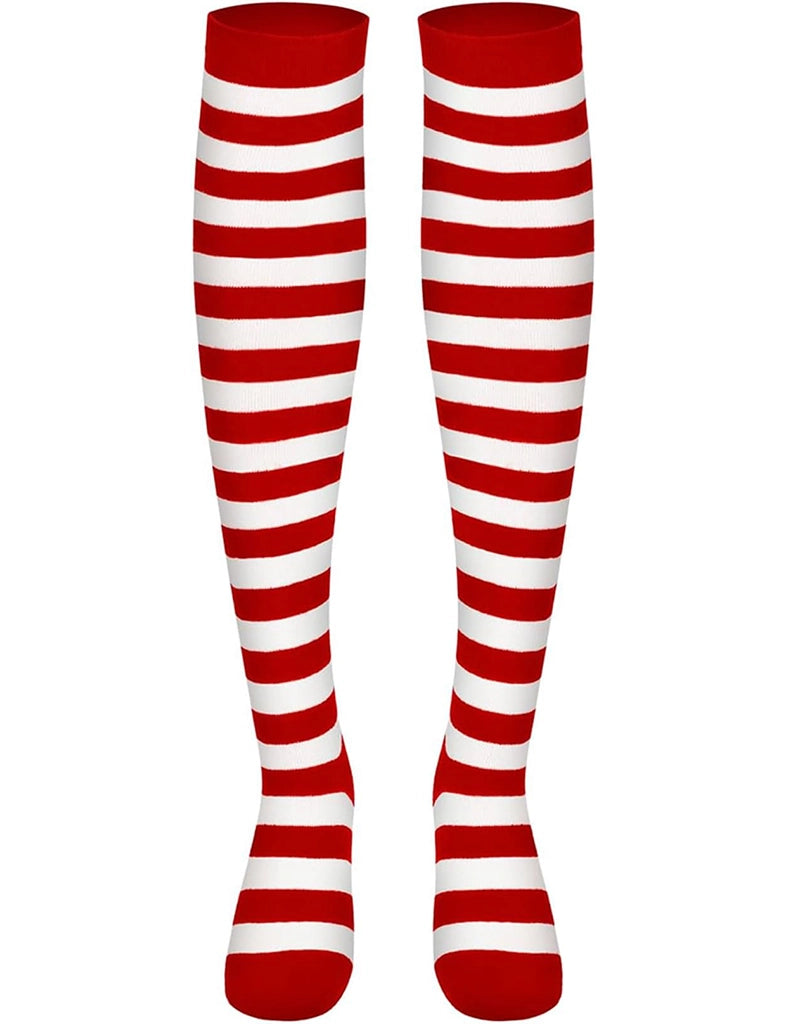 Red and White Stripe OTK Socks