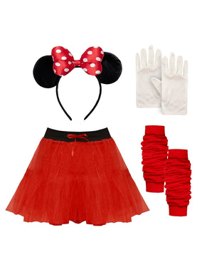 Girls 4Pcs Mouse Set, Cartoon Fancy Dress Costume Set (5-10 Years)