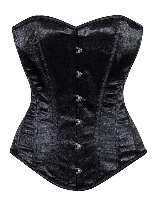 Ladies Plain Satin Corset Top With Busk – Elegant & Timeless Design black