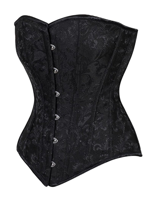 Ladies Brocade Corset Top with Busk black