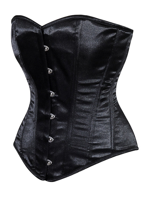 Ladies Plain Satin Corset Top With Busk – Elegant & Timeless Design black
