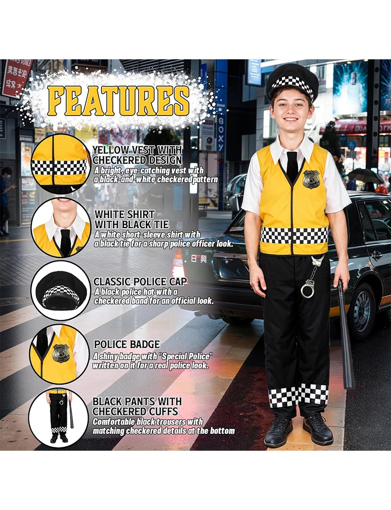  Boys Policeman Dress Up Fancy Dress Police Officer Role Play Set