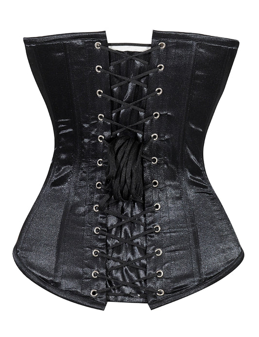 Ladies Plain Satin Corset Top With Busk – Elegant & Timeless Design black
