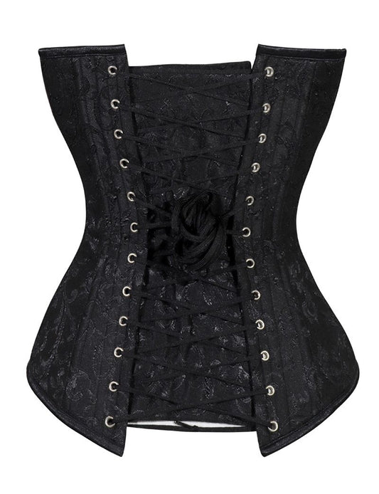 Ladies Brocade Corset Top with Busk black