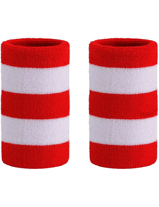 Red and White Stripe Towelling Wrist Band