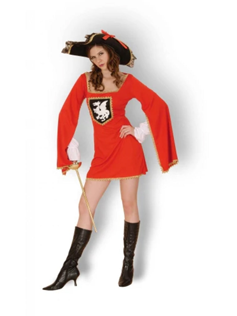 Women's Musketeers Cavalier Fancy Dress Costume red