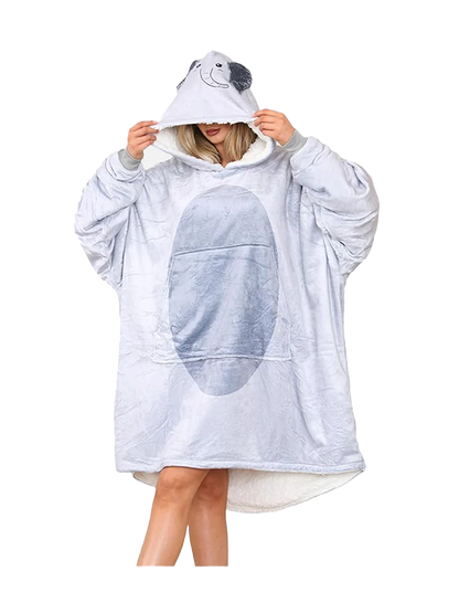 Adult Animal Face Hoodie Blanket