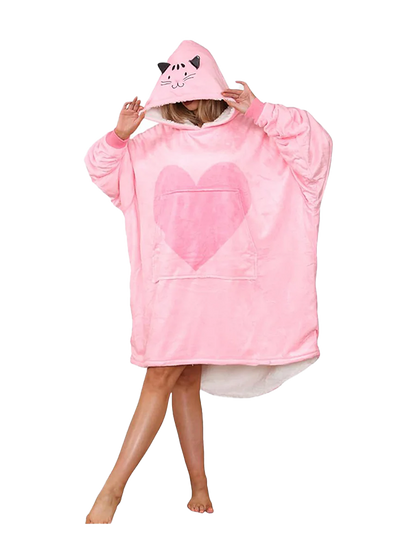 Adult Animal Face Hoodie Blanket