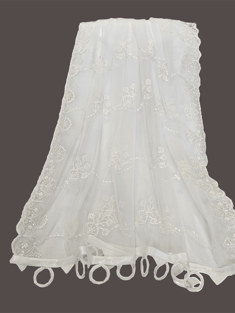 Pakistani Indian Embroided Net Dupatta - thefancydress.co.uk
