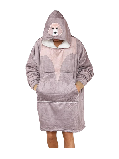 Adult Animal Face Hoodie Blanket