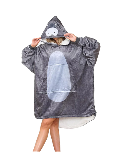 Adult Animal Face Hoodie Blanket