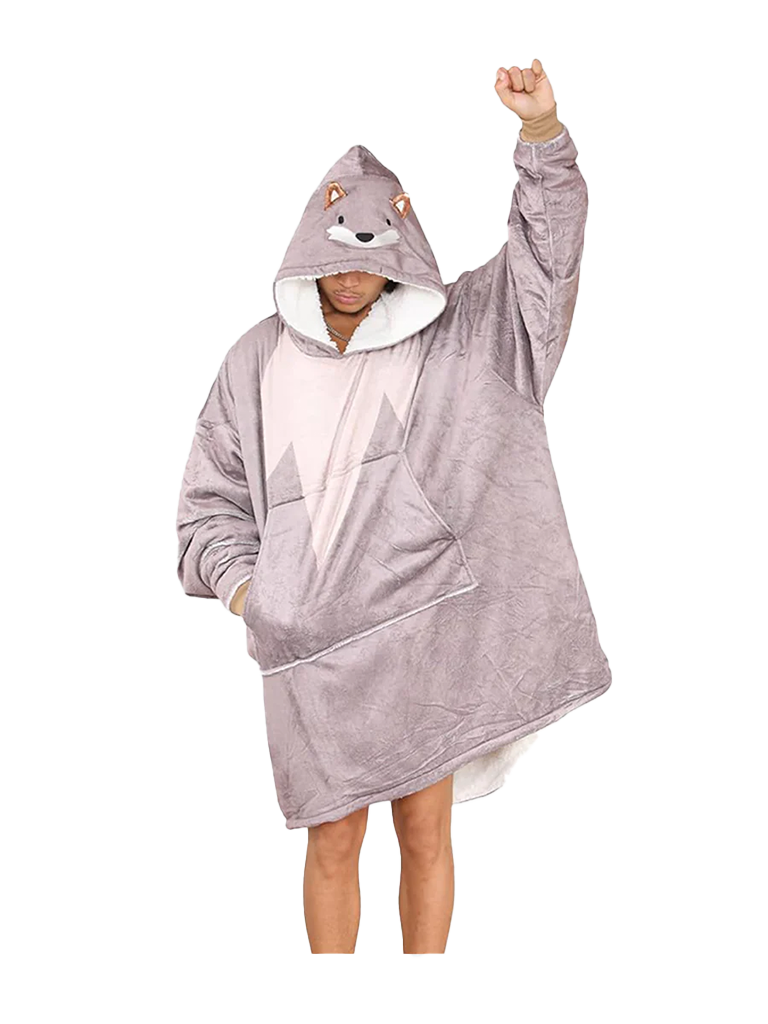 Adult Animal Face Hoodie Blanket