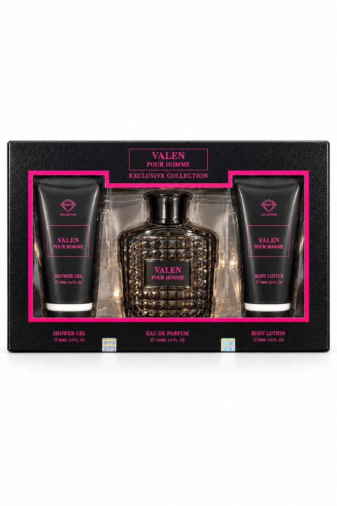 VALEN POUR HOMME Exclusive Collection Eau De Perfume With Shower Gel & Body Lotion (Set of 3 Pcs)