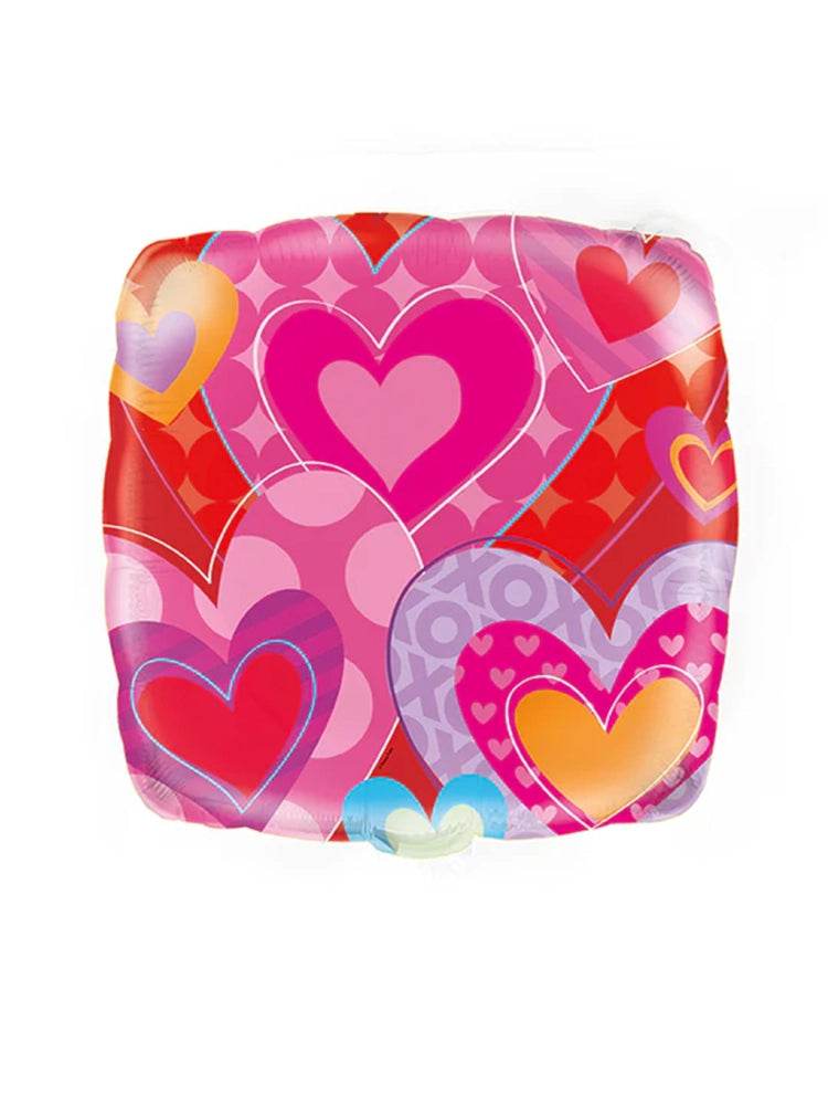 Valentine’s Day Heart Square Shape Foil Balloon - 18 Inches - thefancydress.co.uk
