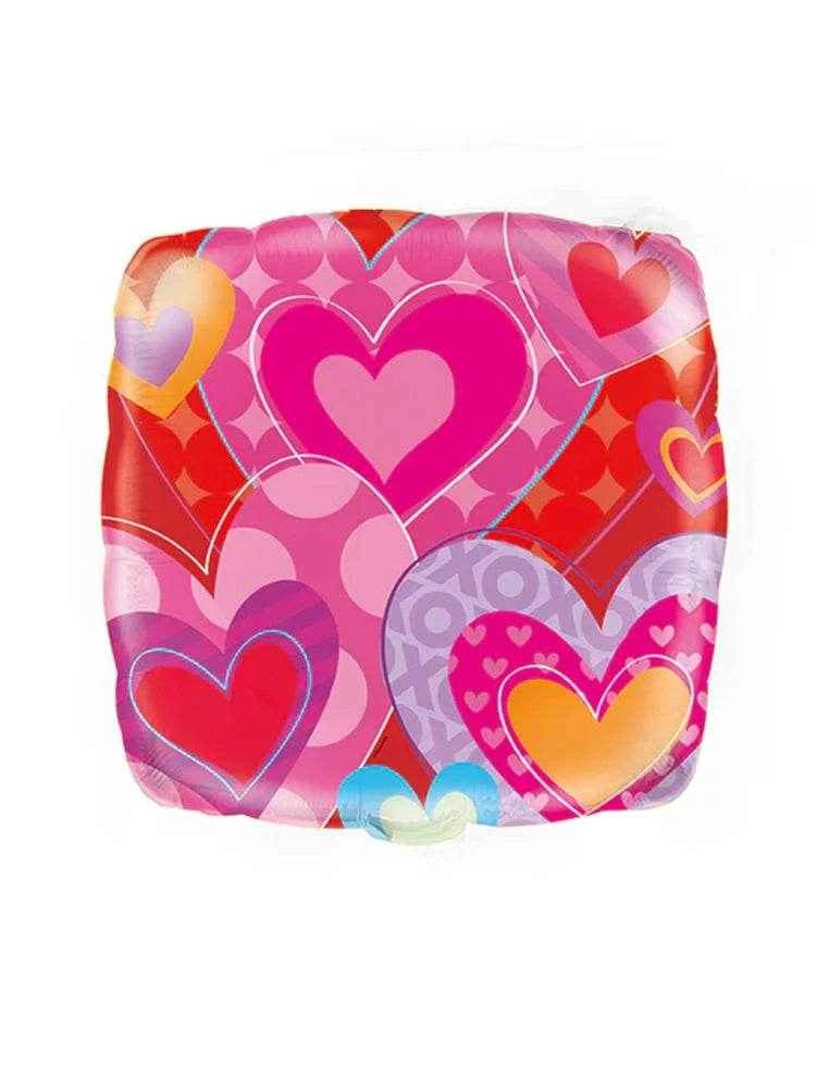 Valentine’s Day Heart Square Shape Foil Balloon - 18 Inches