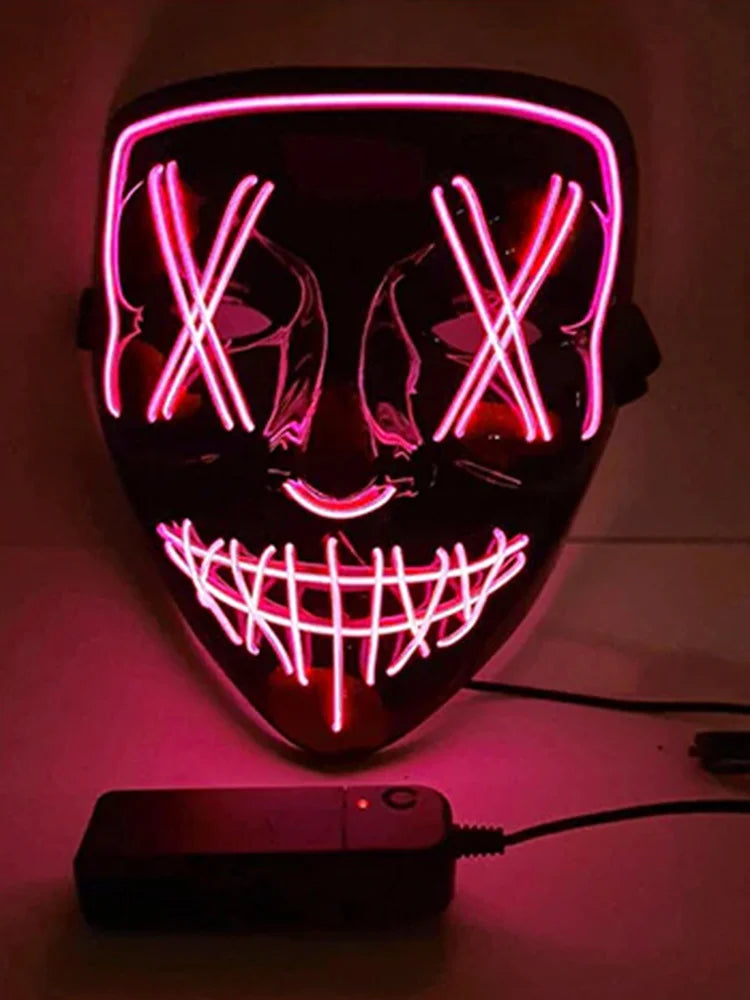 Anonymous Hacker-Vendetta Joker Masquerade Light-Up Face Masks purple